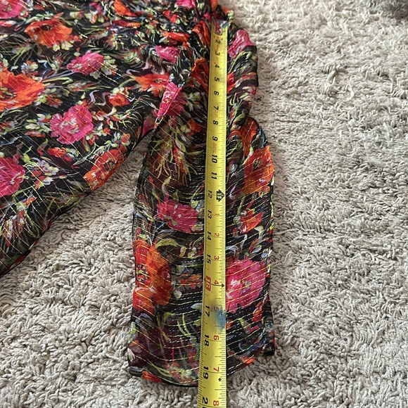 Sandro Amina Floral-Print Metallic-Stripe Top - Picture 5 of 10